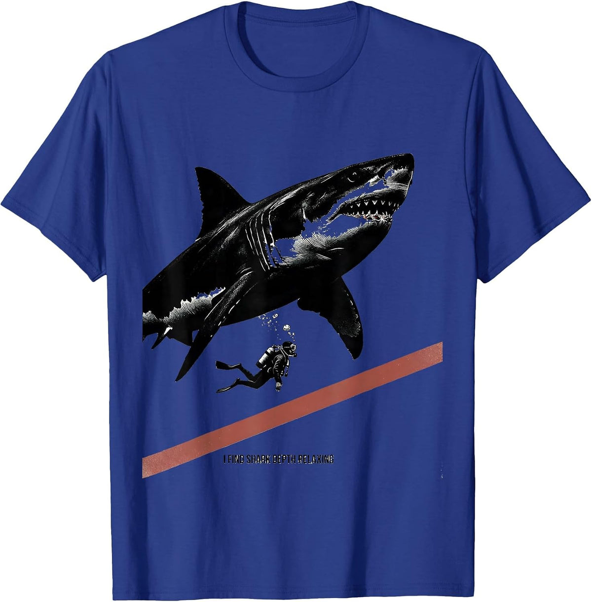 Men's I Find Shark Depth Relaxing Funny Scuba Diver Ocean Humor T-Shirt - Royal Blue