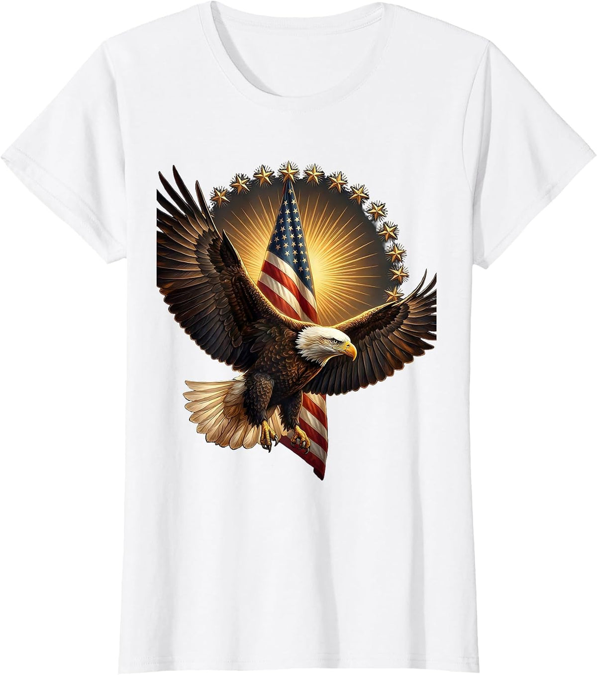 Bald Eagle Folded Flag 250th Anniversary Patriotic T-Shirt - White
