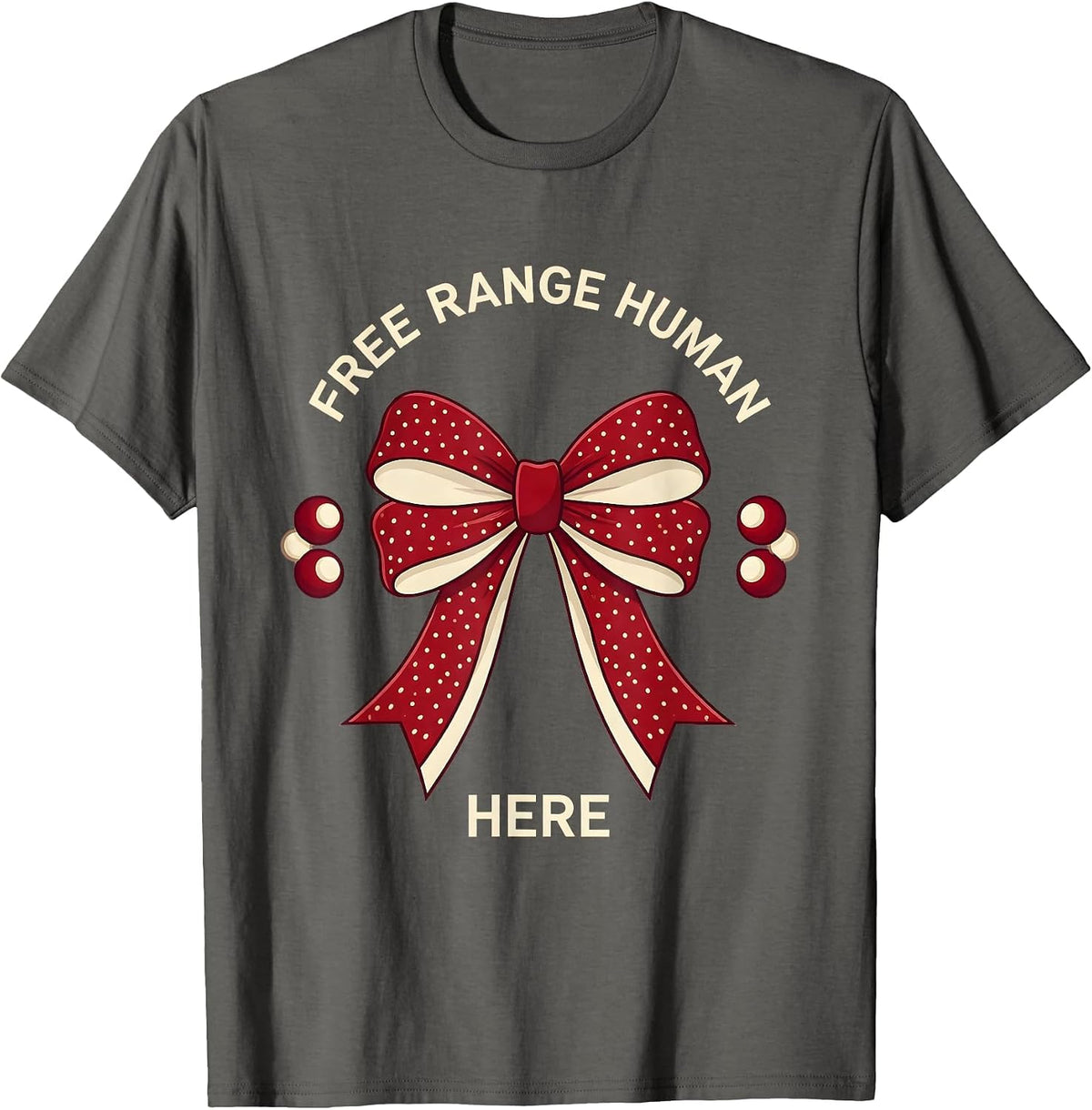 Men's Free Range Human Here Bold Freedom Design T-Shirt - Asphalt Grey