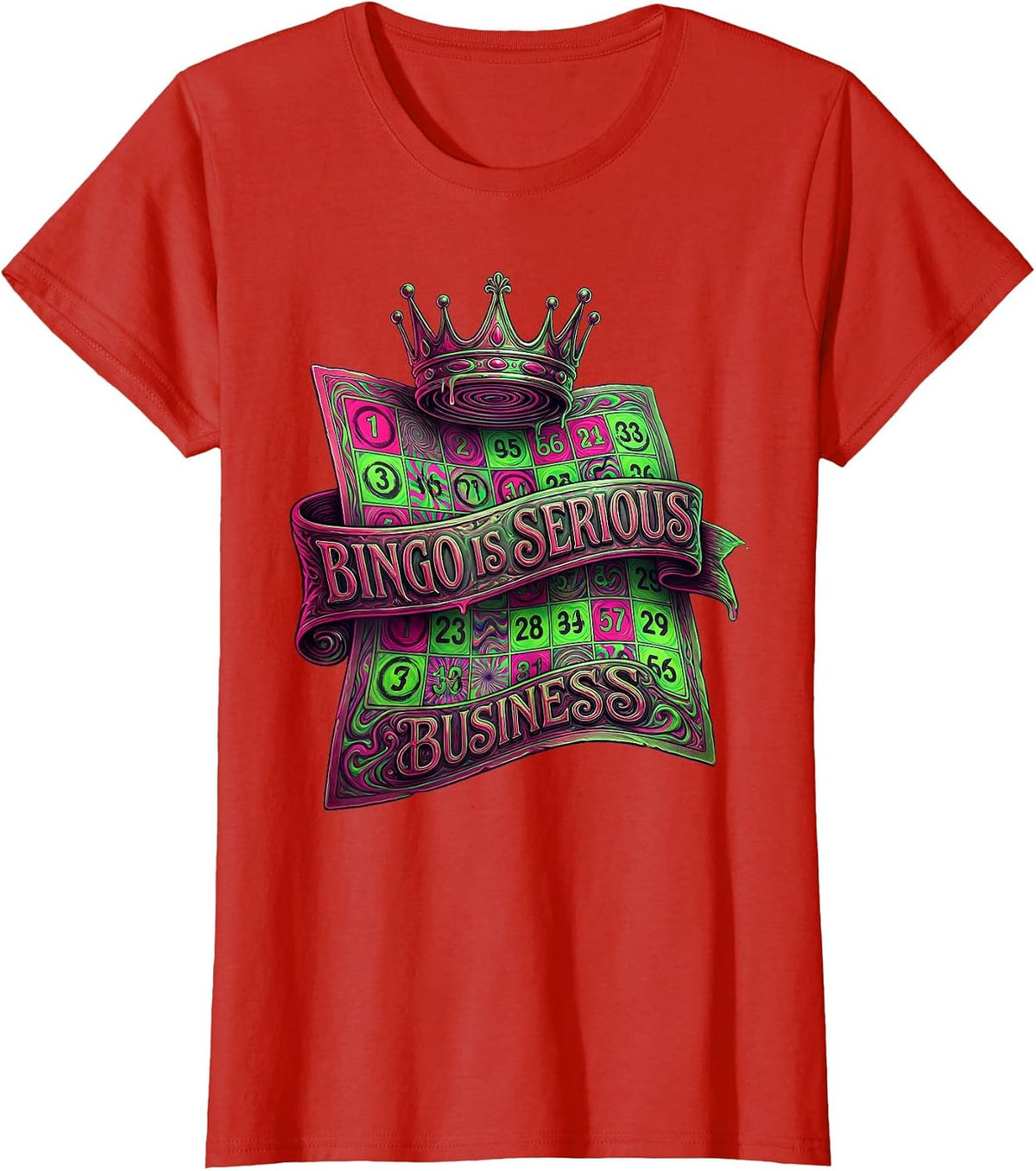 Bingo Is Serious Business Funny Bingo Design T-Shirt - Red