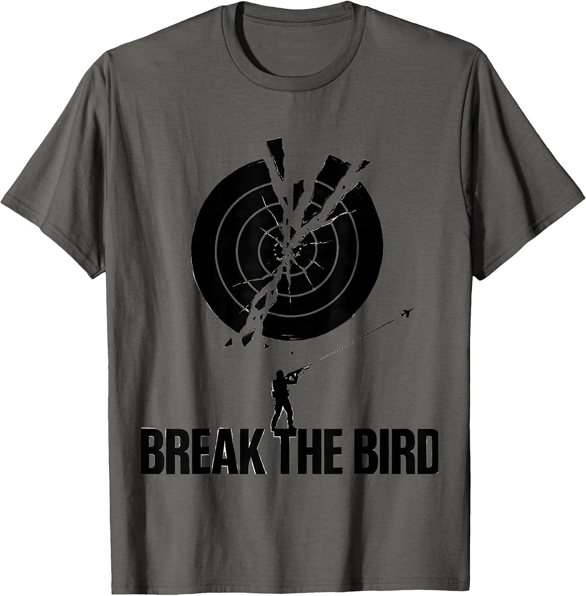 Men's Break The Bird Silhouette Skeet Trap Shooting Patriotic T-Shirt - Asphalt Grey