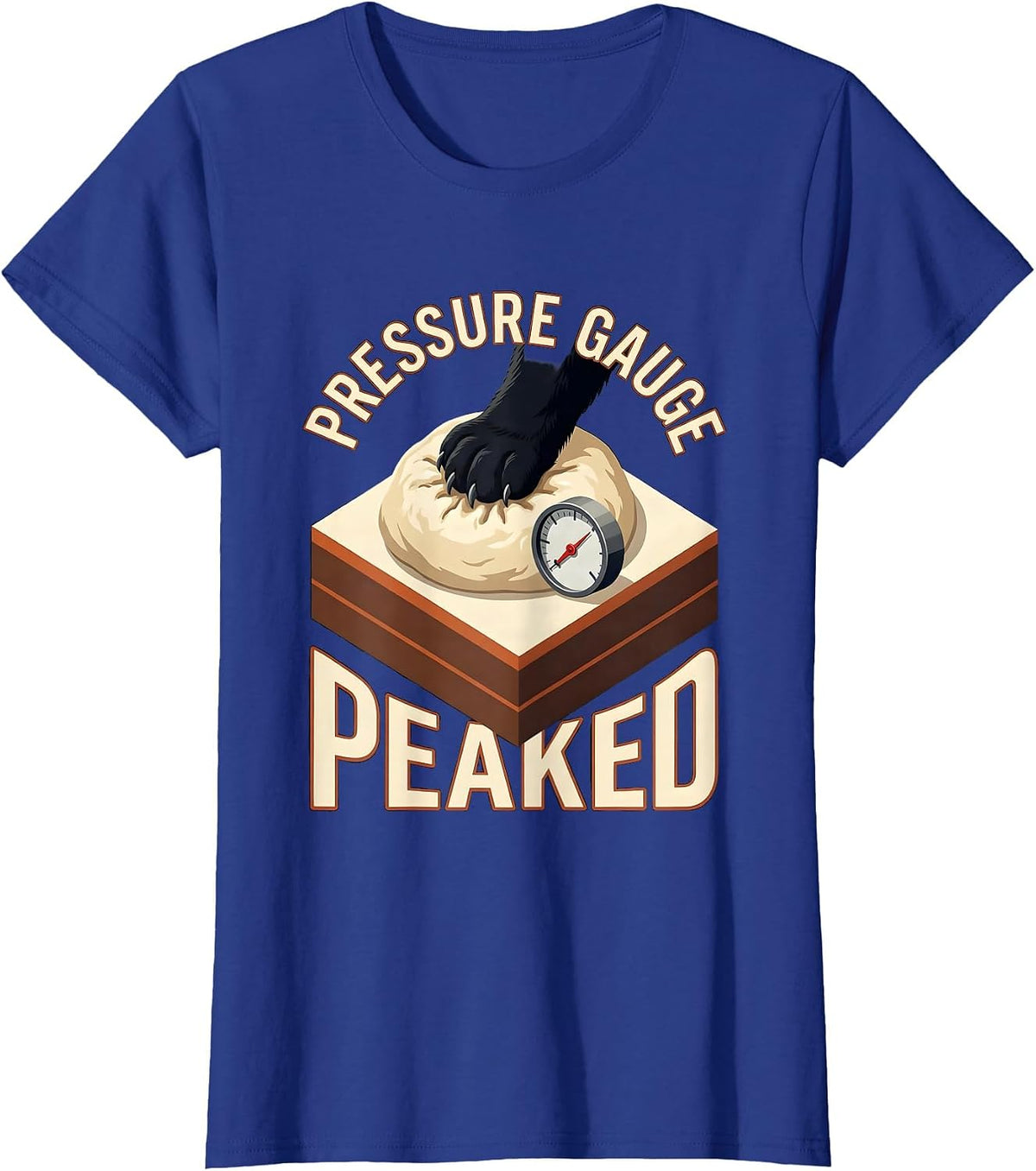 Women's Pressure Gauge Peaked Funny Black Cat Bakery Pet Lover Humor T-Shirt - Royal Blue