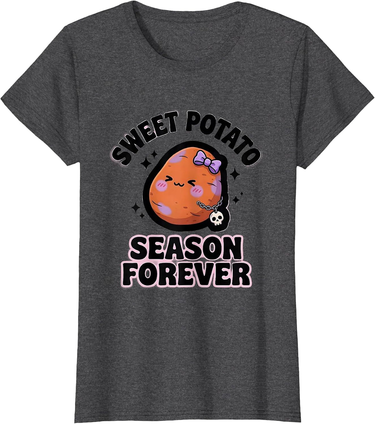 Women's Sweet Potato Season Forever Harvest Design T-Shirt - Dark Heather Grey