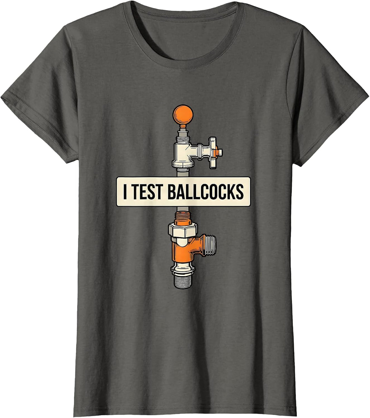 Women's I Test Ballcocks Funny Plumber Pipefitter Steamfitter Gift T-Shirt - Asphalt Grey