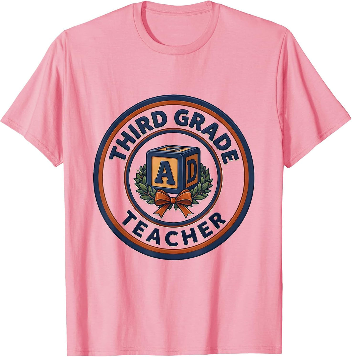 Men's Third Grade Teacher Back to School Grade Coquette Patchwork T-Shirt - Pink