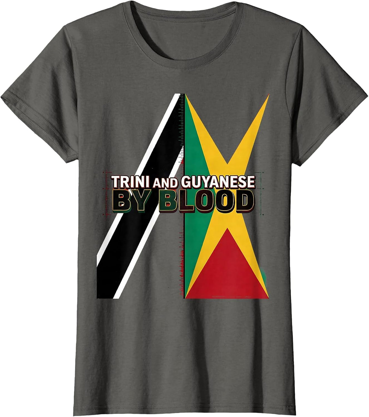 Women's Trini and Guyanese By Blood National Pride Heritage Gift T-Shirt - Asphalt Grey