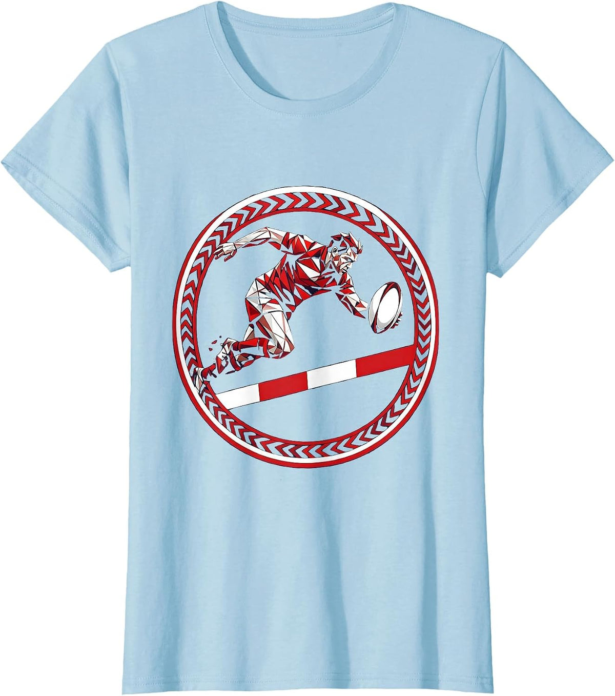Rugby Try Line Dive Graphic Tee T-Shirt - Baby Blue