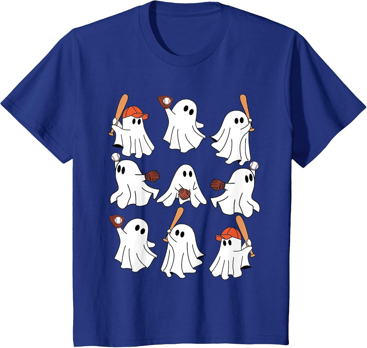 Boo Ghost Halloween Baseball Happy Halloween Baseball Lover T-Shirt - Royal Blue