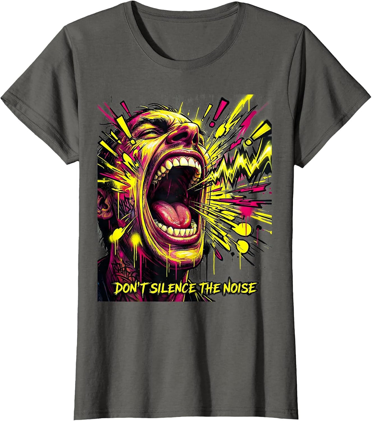 Women's Don't Silence The Noise Free Speech Design T-Shirt - Asphalt Grey