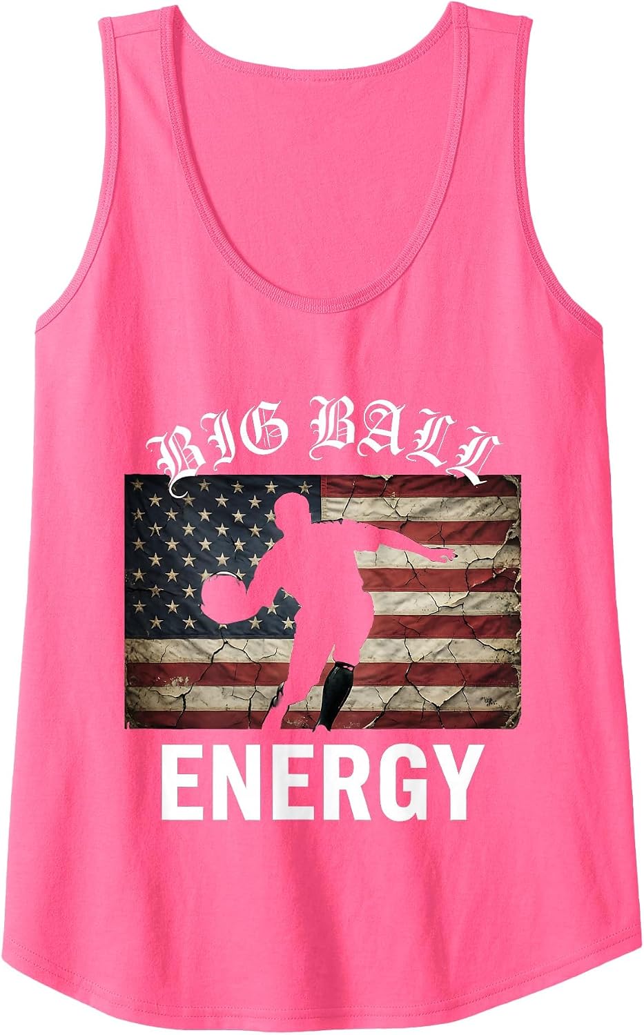 Big Ball Energy Funny Bowling Design Tank Top - Neon Pink