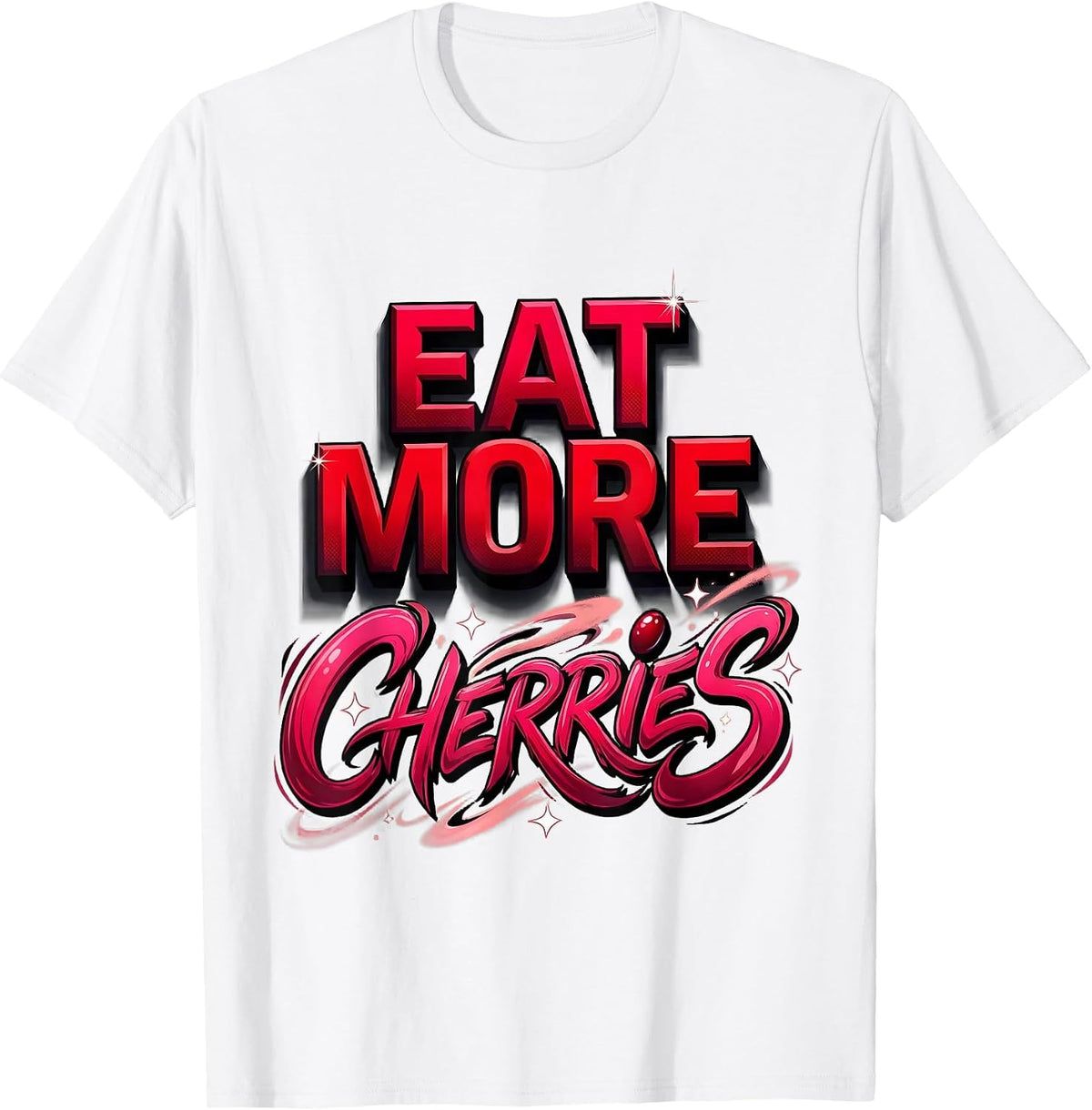 Men's Eat More Cherries Fruit Lover Graphic Design T-Shirt - White