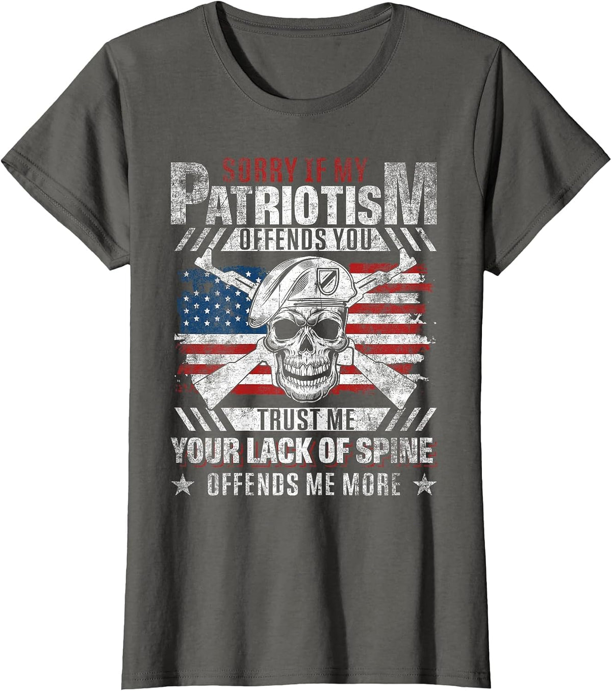 Sorry If My Patriotism Offends You - US Flag Patriotic T-Shirt - Asphalt Grey