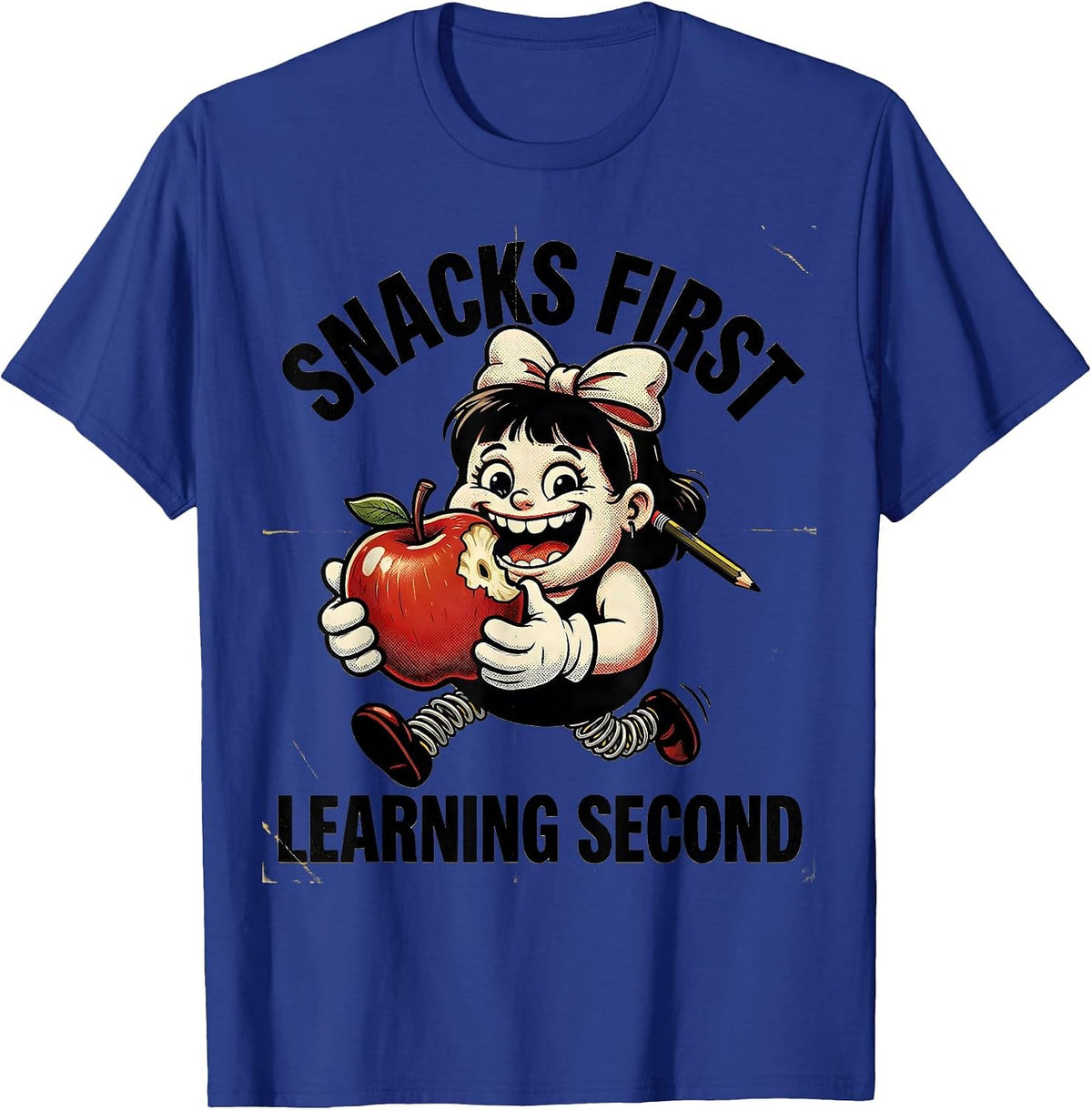 Snacks First Learning Second Second Grade Design T-Shirt - Royal Blue