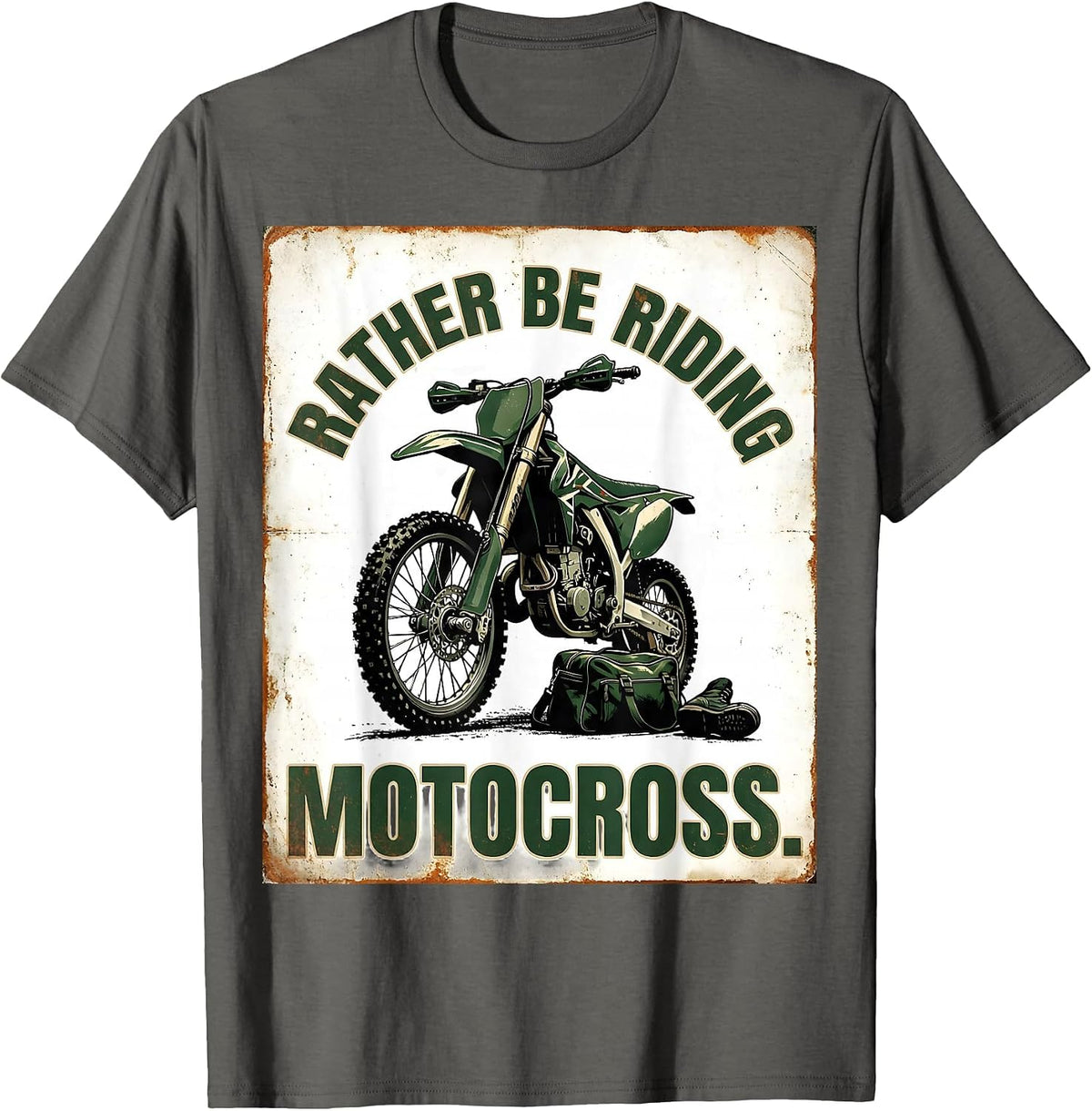 Rather Be Riding Motocross Vintage Dirt Bike Motocross Rider T-Shirt - Asphalt Grey