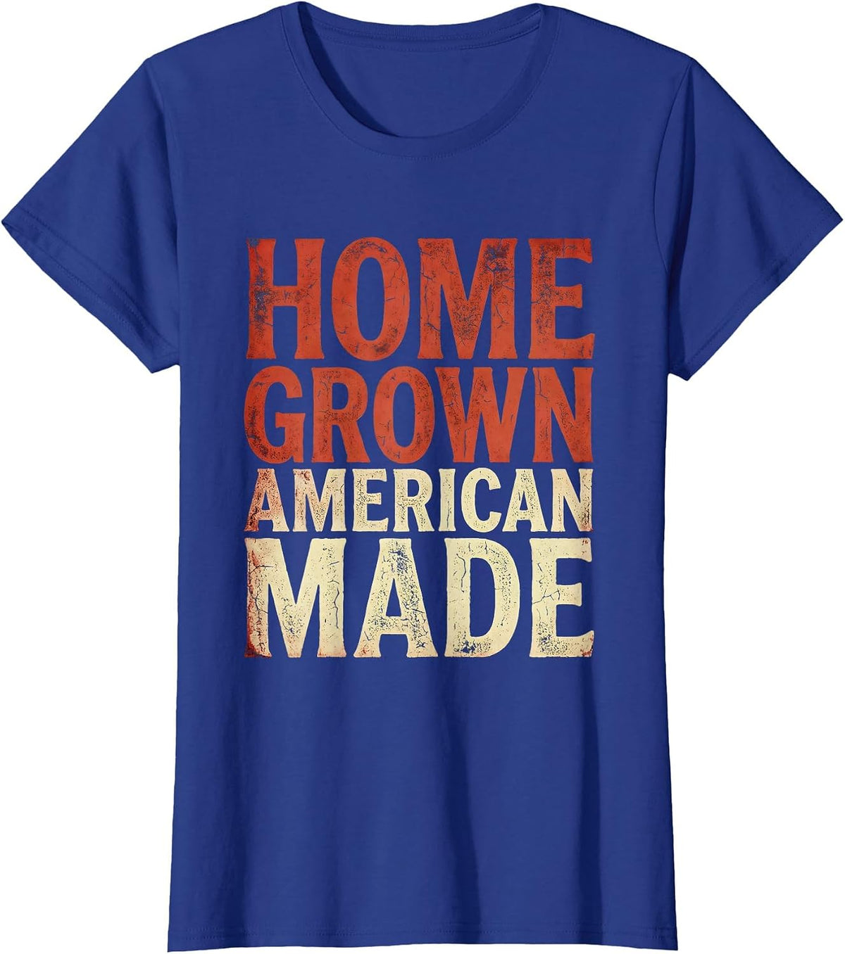 Women's Home Grown American Made Patriotic USA Design T-Shirt - Royal Blue