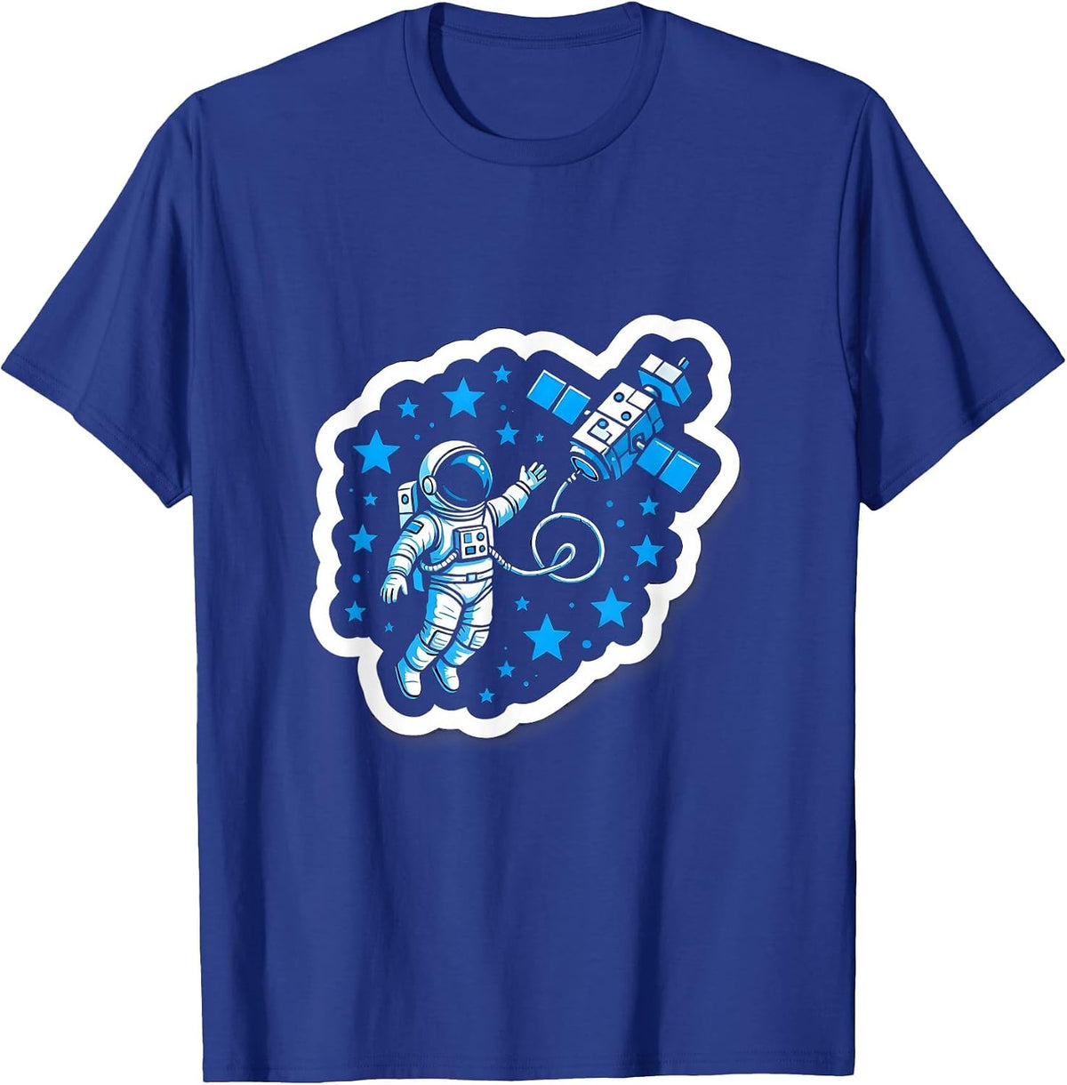 Men's Astronaut Drifting Away From Spaceship Design T-Shirt - Royal Blue