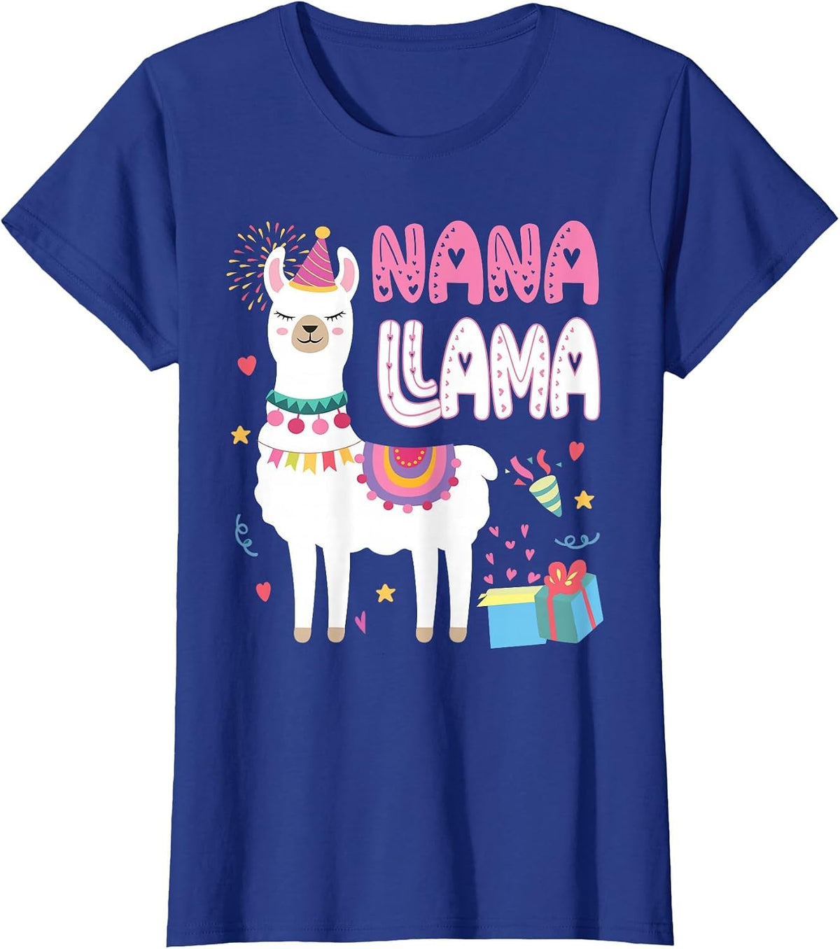 Nana Llama Grandma of A Birthday Boy Girl Llama Birthday T-Shirt - Royal Blue
