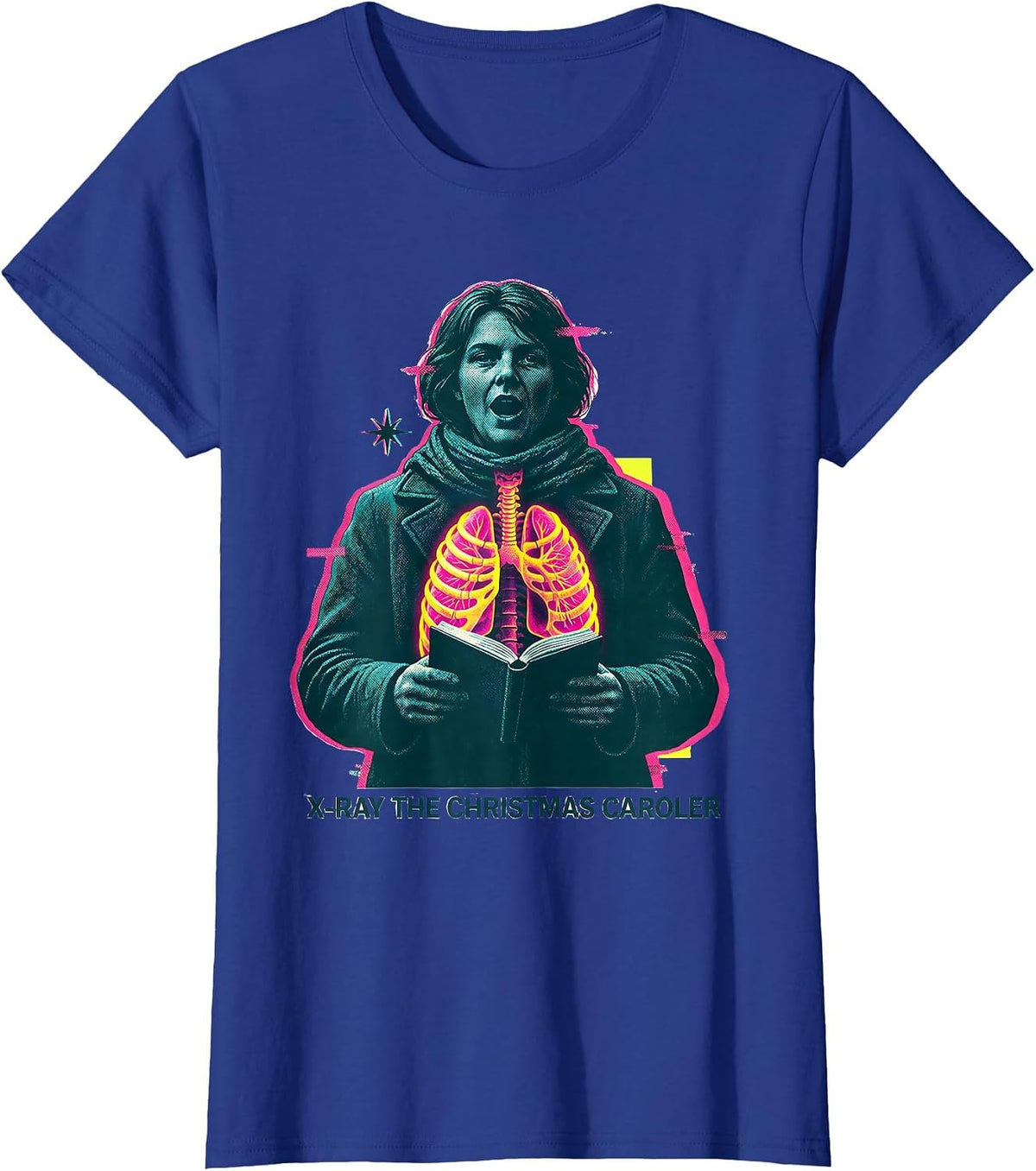 Women's X-Ray The Christmas Caroler Funny Radiology Tech Christmas T-Shirt - Royal Blue