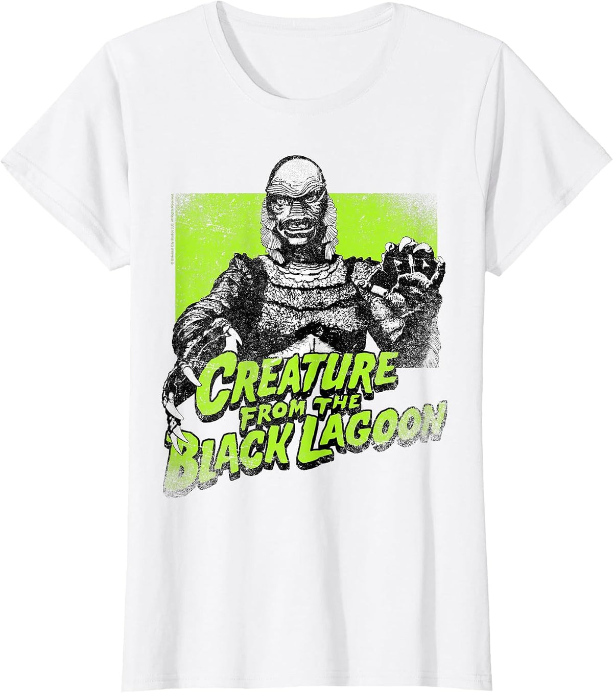 Universal Monsters Creature from The Black Lagoon Green T-Shirt - White
