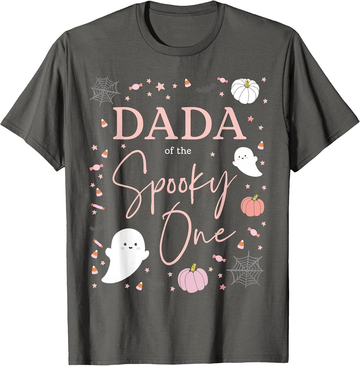 Dada of the Spooky One Girl First Birthday Pink Halloween T-Shirt - Asphalt Grey