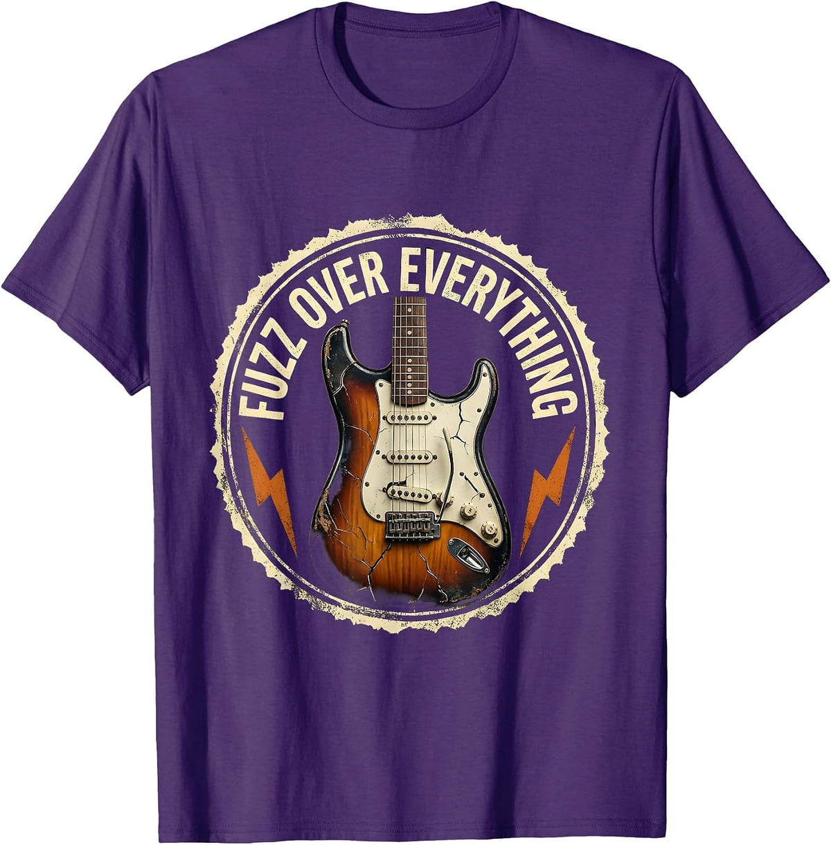 Fuzz Over Everything Grunge Music Design T-Shirt - Purple