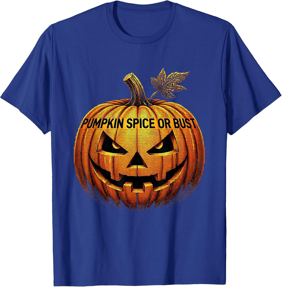Pumpkin Spice Or Bust Fall Season Design T-Shirt - Royal Blue
