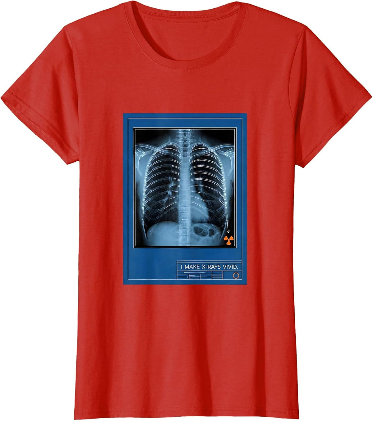 I Make X-Rays Vivid Technical Blueprint Radiology Tech Rad T-Shirt - Red