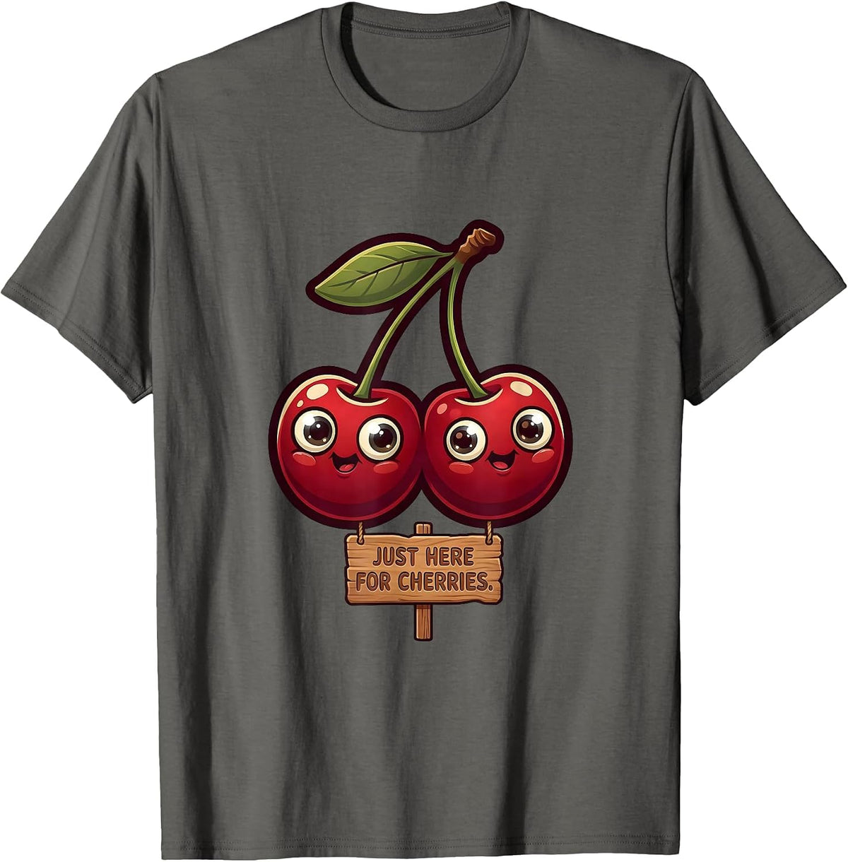 Men's Just Here For Cherries Fruit Lover Design T-Shirt - Asphalt Grey