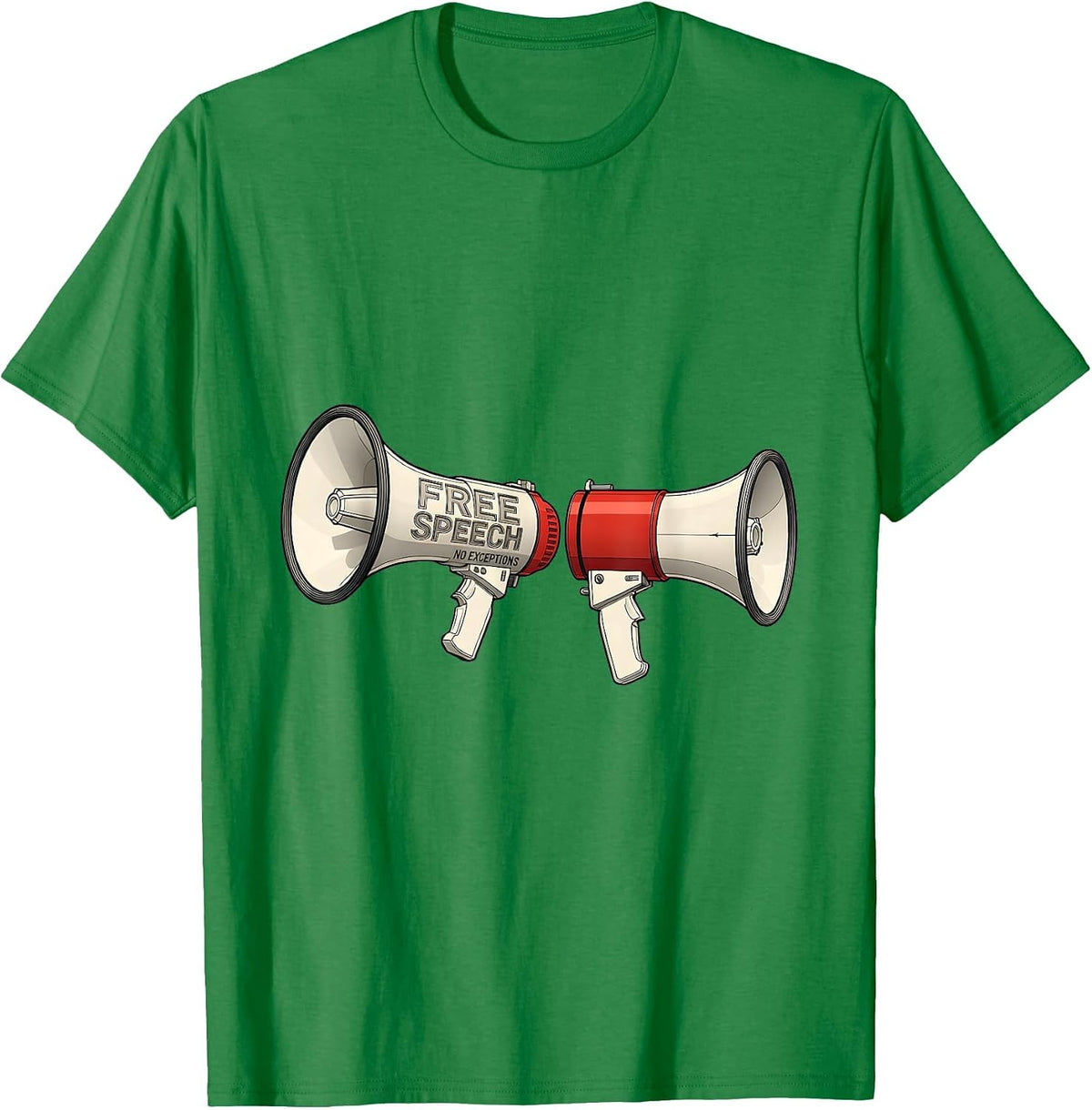 Men's Free Speech No Exceptions Bold Statement Design T-Shirt - Kelly Green
