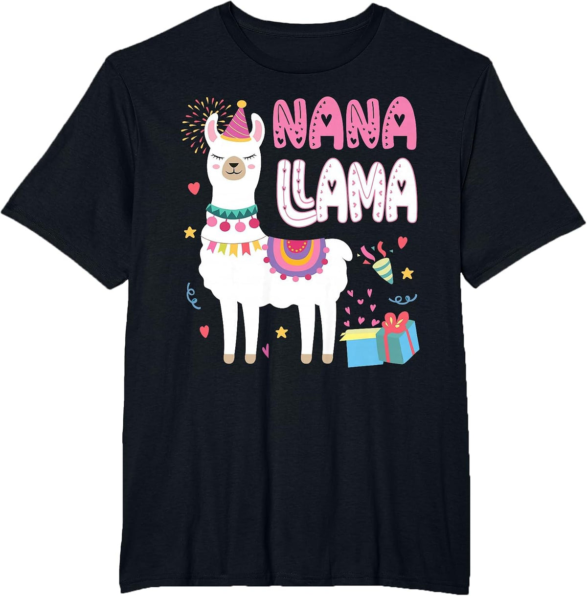 Nana Llama Grandma of A Birthday Boy Girl Llama Birthday T-Shirt - Black