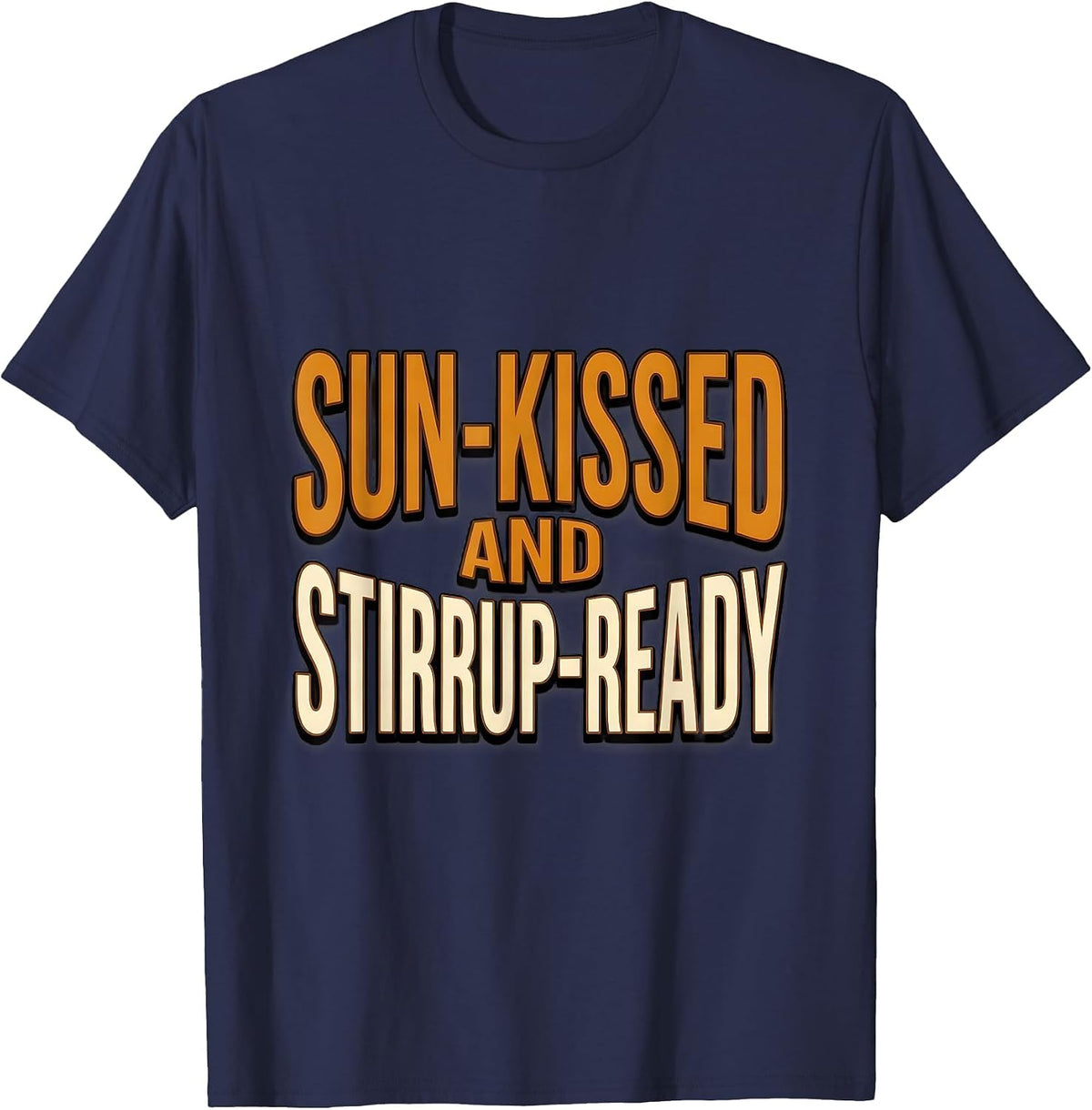 Men's Sun-Kissed and Stirrup-Ready Western Design T-Shirt - Navy Blue