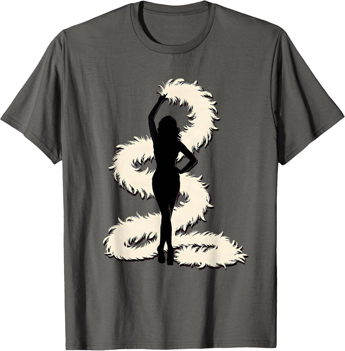 Feather Boa Coiled Snake Showgirl Graphic T-Shirt - Asphalt Grey