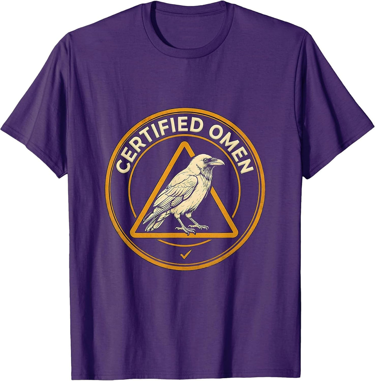 Men's Certified Omen Crow Silhouette Gothic Halloween Dark Humor T-Shirt - Purple