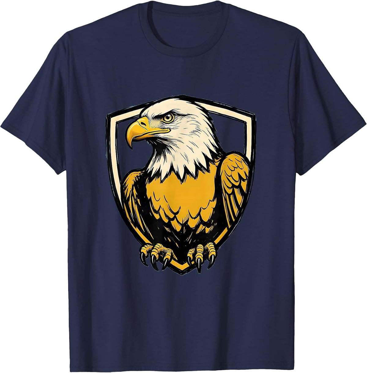 Bald Eagle Shield Mascot Fan Family Pride T-Shirt - Navy Blue