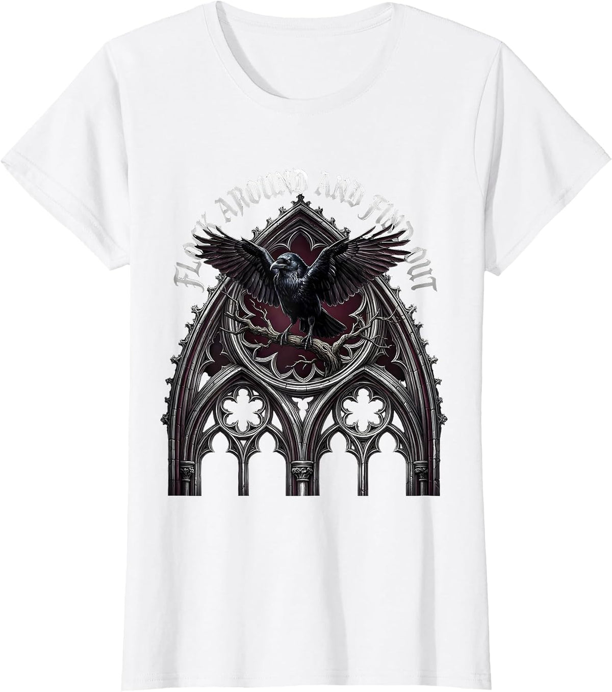 Women's Flock Around And Find Out Crow Design T-Shirt - White