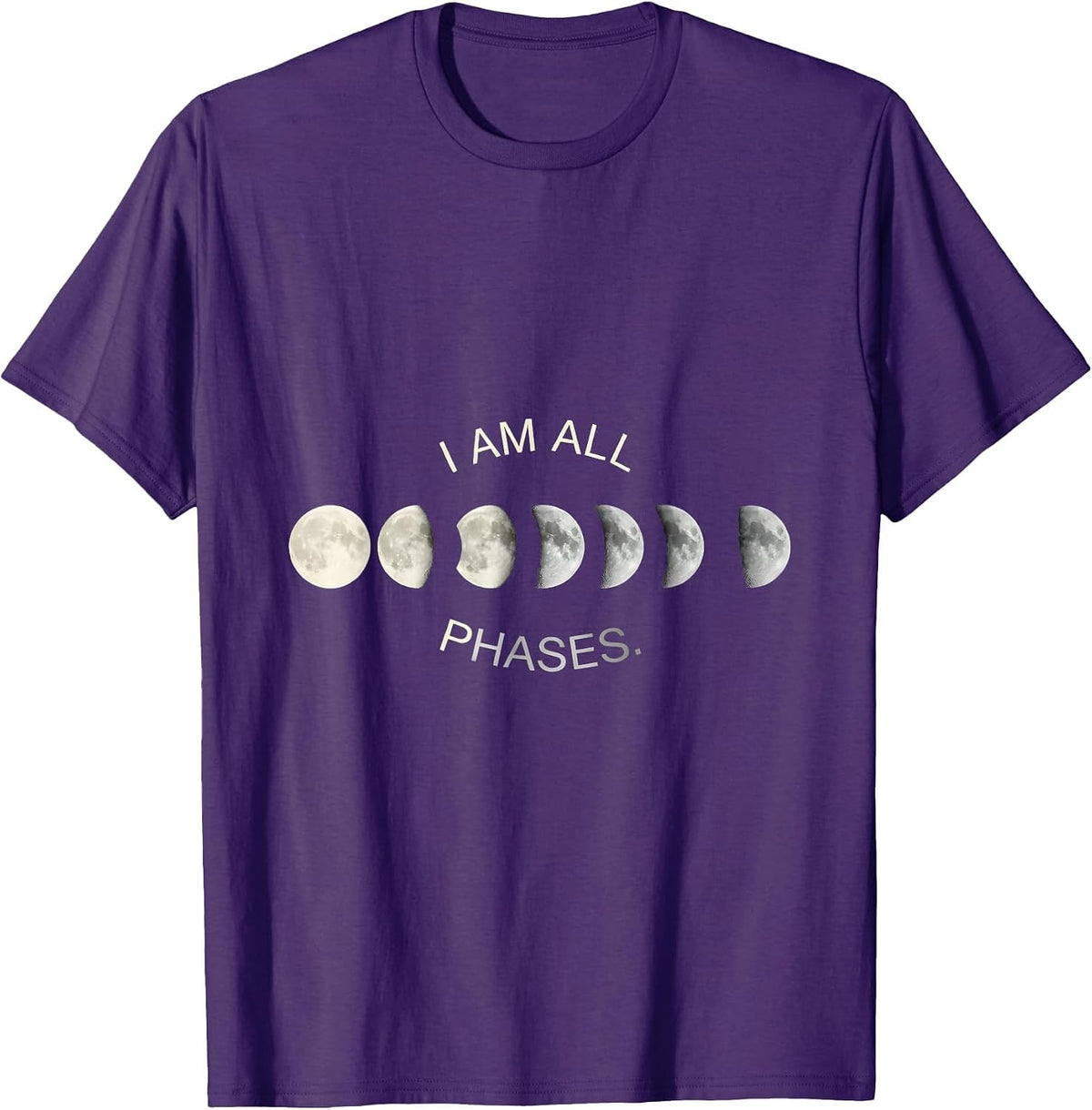 Men's I Am All Phases Monochromatic Lunar Cycle Astronomy T-Shirt - Purple
