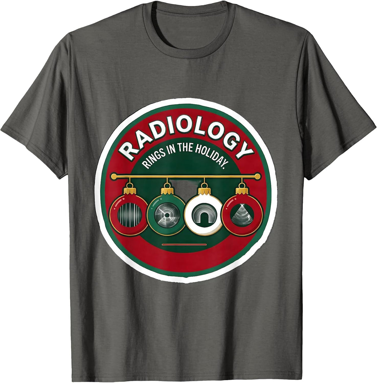 Men's Radiology Rings In The Holiday Funny Xray Tech Christmas T-Shirt - Asphalt Grey