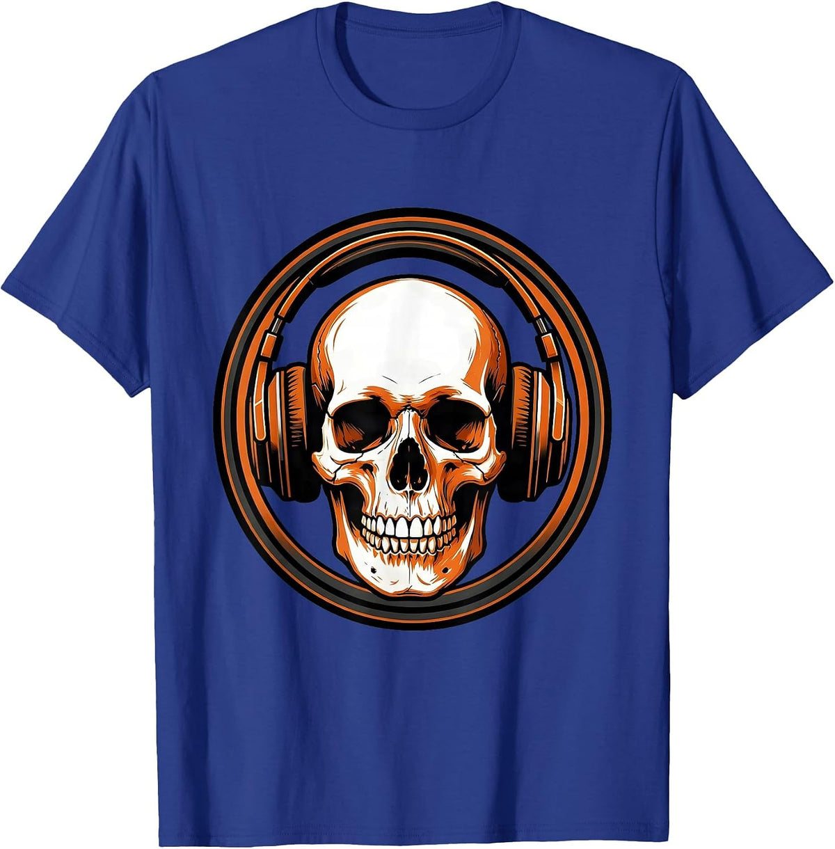 Men's Skull With Oversized Headphones Graphic Tee T-Shirt - Royal Blue