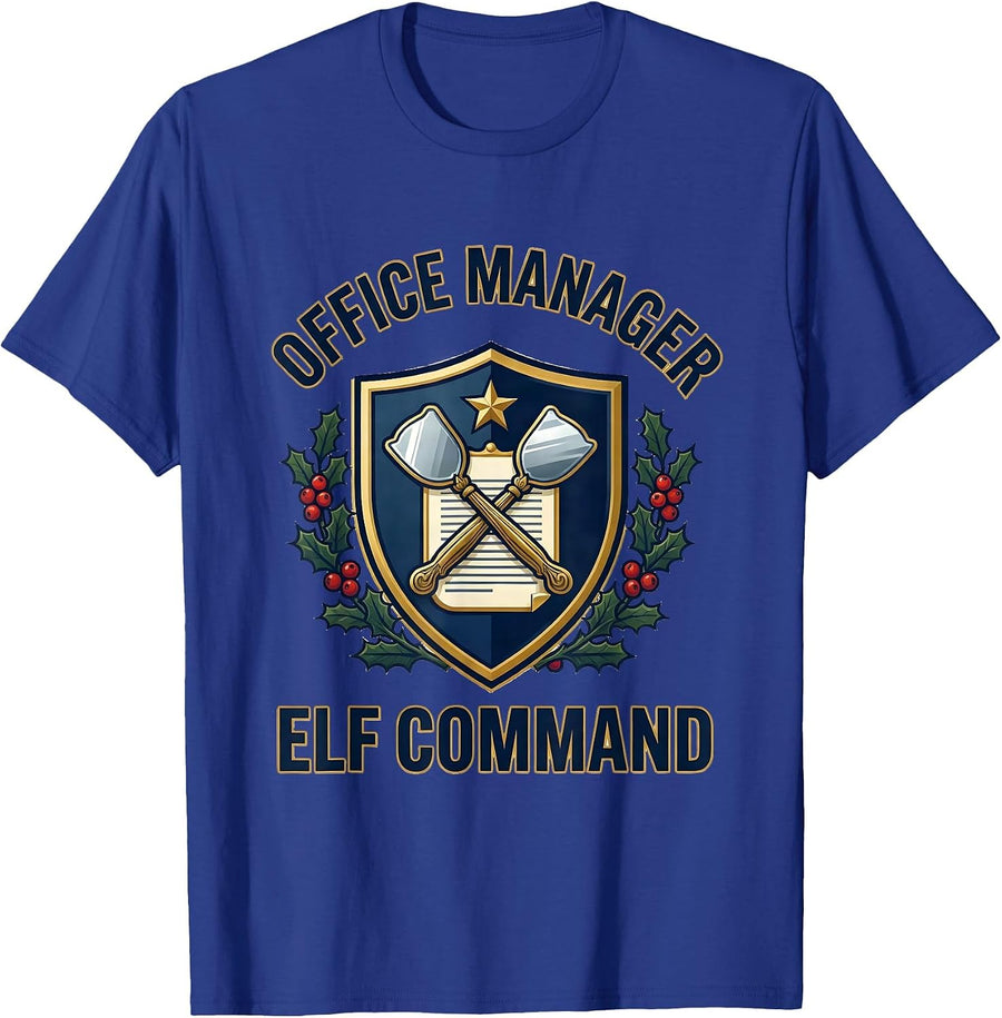 Office Manager Elf Command Funny Dentist Christmas Dental T-Shirt - Royal Blue