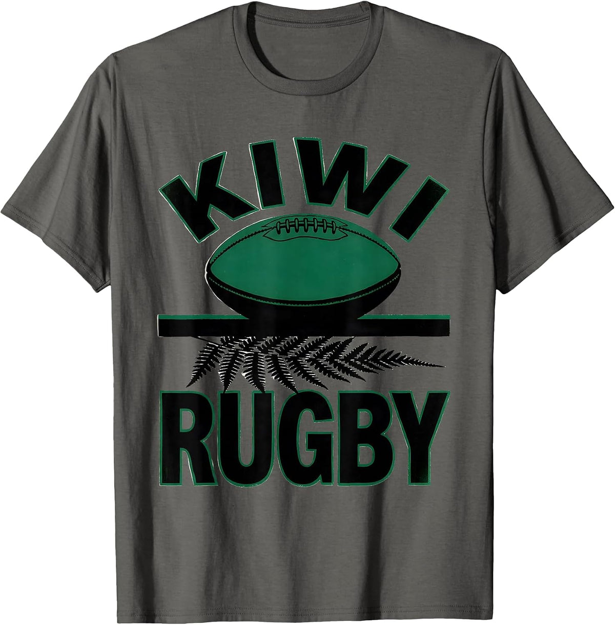 Men's KIWI RUGBY Patriotic Kiwi Rugby Fan New Zealand Haka T-Shirt - Asphalt Grey