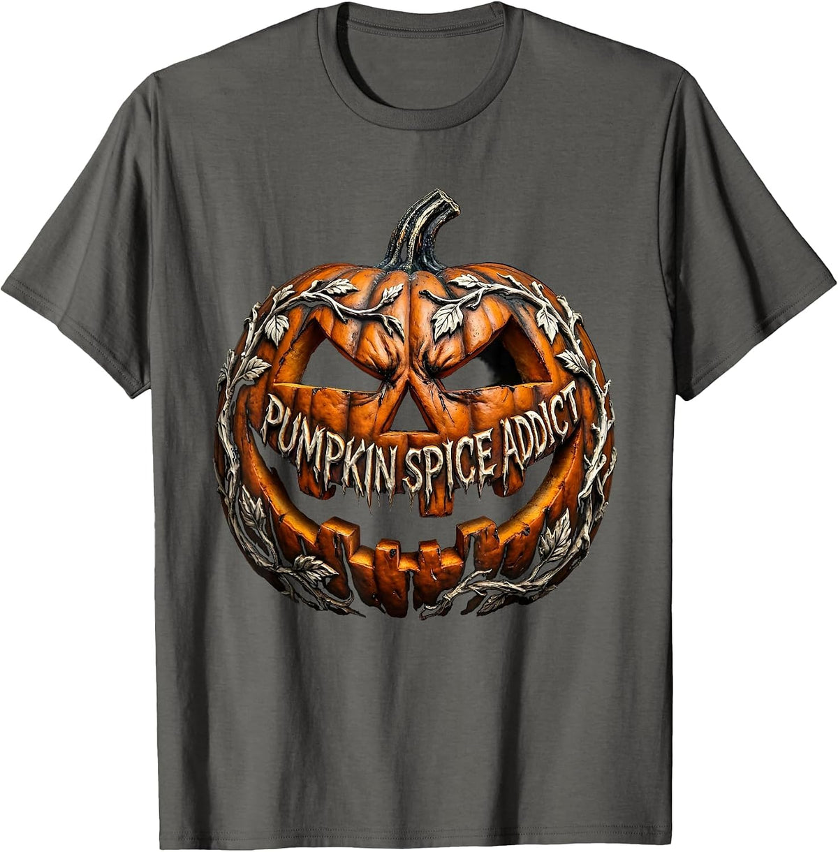 Pumpkin Spice Addict Fall Season Design T-Shirt - Asphalt Grey