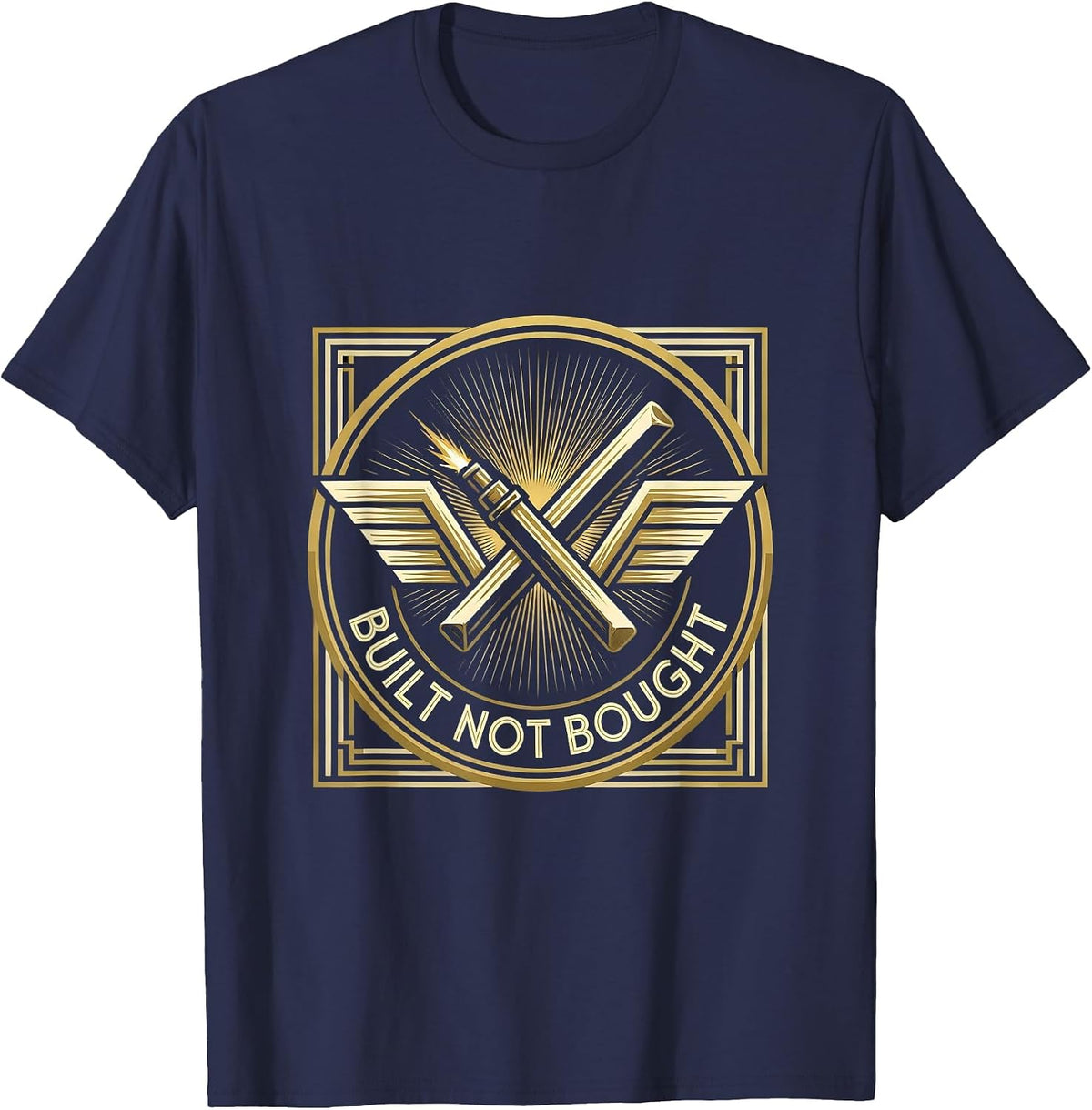 Built Not Bought Welding Graphic Design T-Shirt - Navy Blue