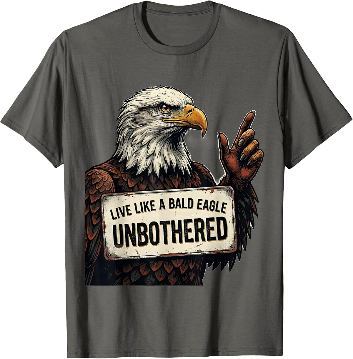 Live Like A Bald Eagle: Unbothered Retro Patriotic Eagle T-Shirt - Asphalt Grey