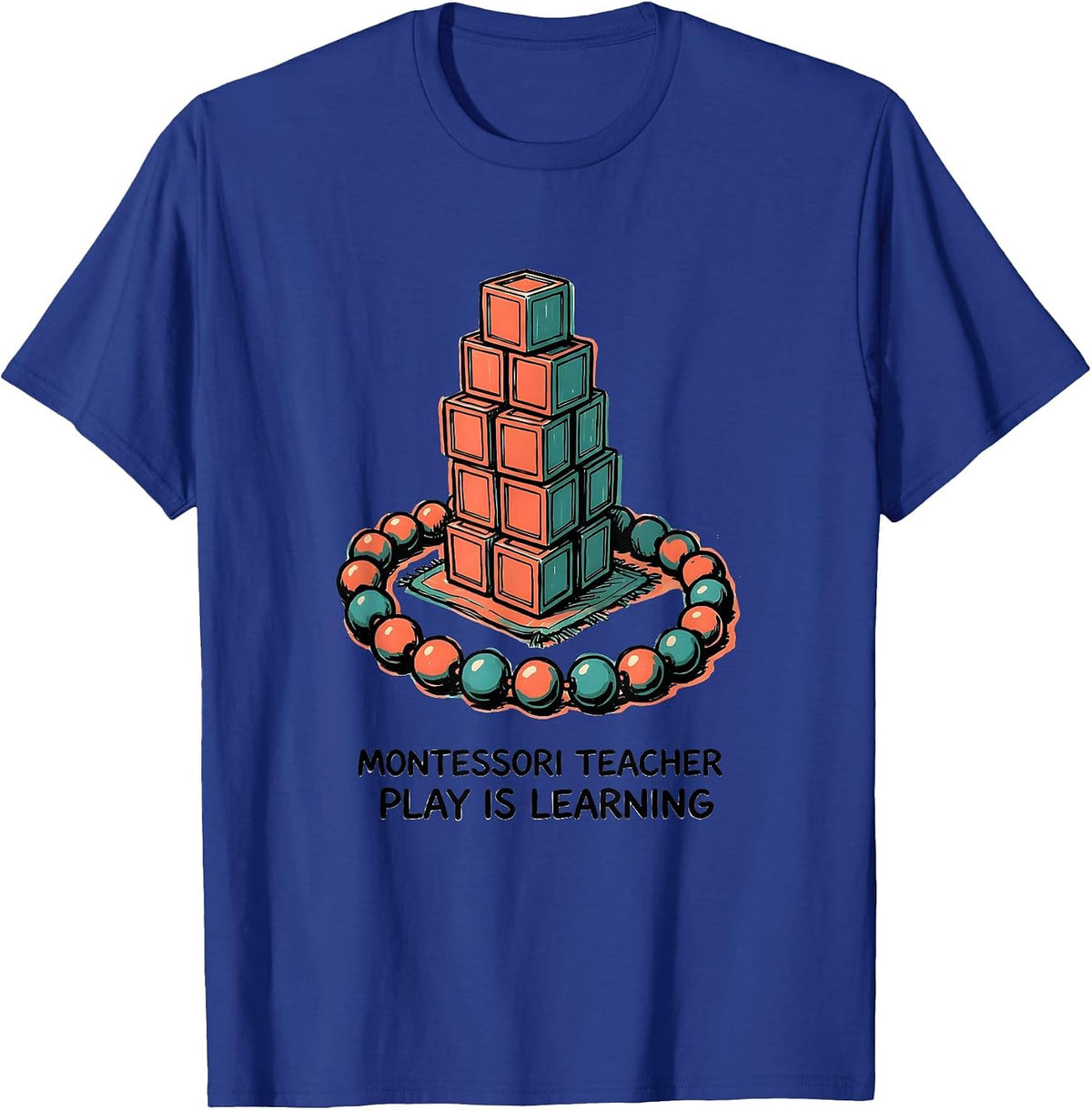 Men's Montessori Teacher Play Is Learning Preschool Educator Back T-Shirt - Royal Blue