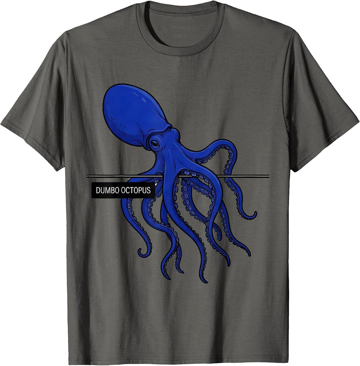 Men's Dumbo Octopus Vintage Ocean Illustration Octopus Lover Gift T-Shirt - Asphalt Grey