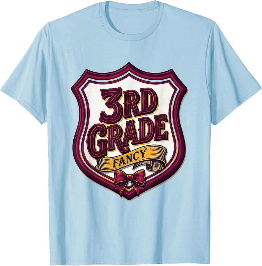 Men's 3rd Grade Fancy Coquette Bow Back to School Girl Teacher T-Shirt - Baby Blue
