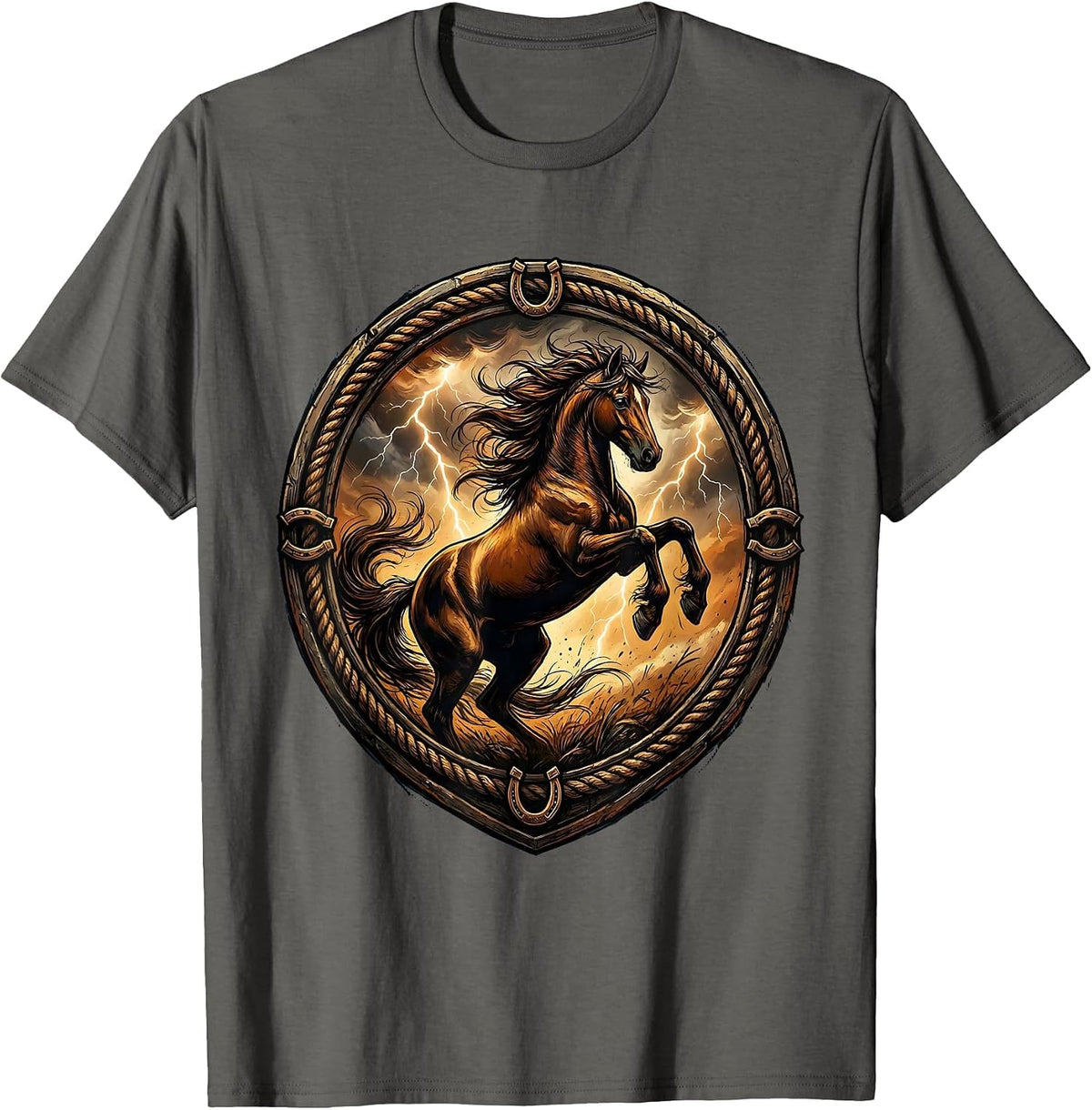 Men's Rearing Horse Stormy Sky Western Graphic T-Shirt - Asphalt Grey