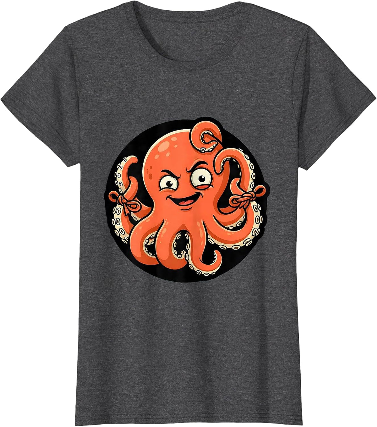 Women's Derpy Octopus Tangled in Its Own Tentacles T-Shirt - Dark Heather Grey