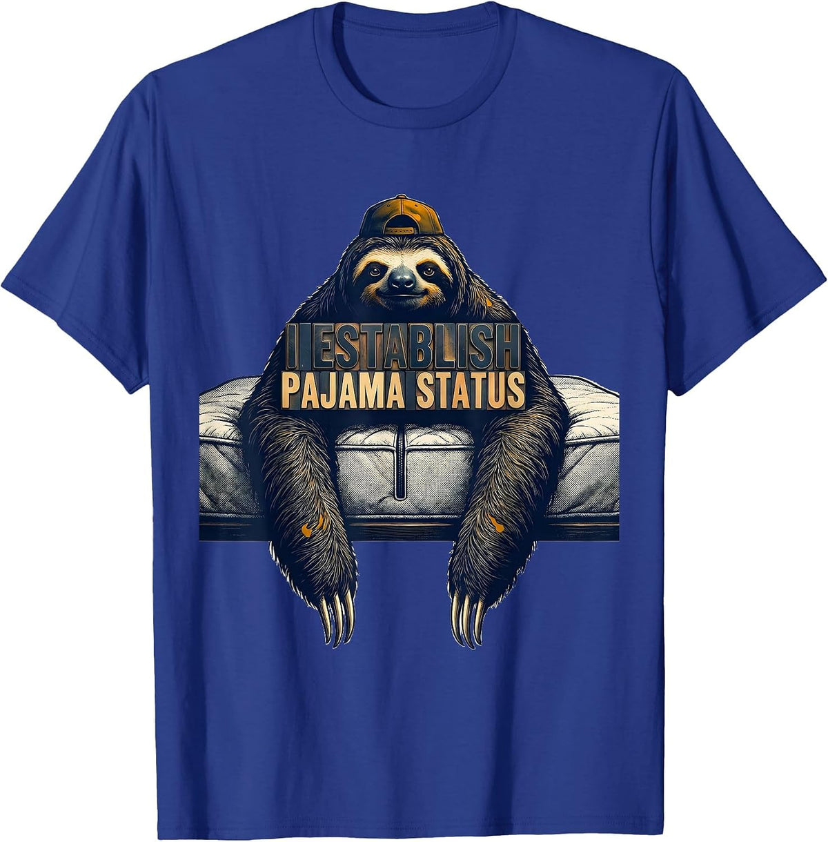 Men's I Establish Pajama Status Funny Sloth Lover Sleepover Gift T-Shirt - Royal Blue