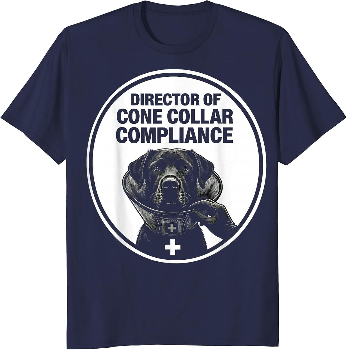 Men's Director Of Cone Collar Compliance Funny Veterinarian Vet T-Shirt - Navy Blue